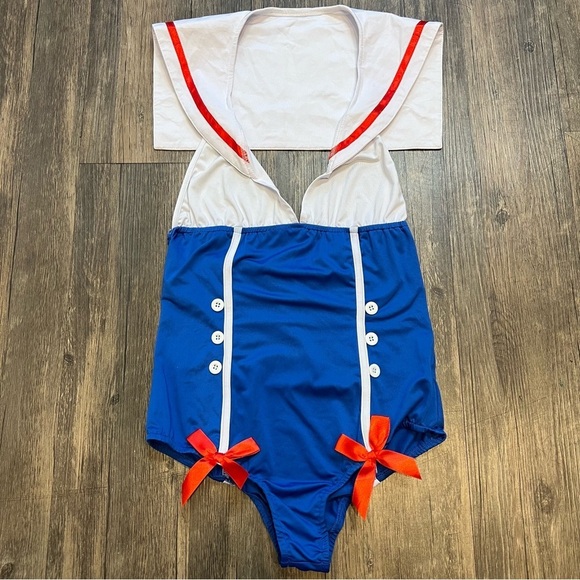 Sexy Sailor Navy Women’s Leotard Halloween Cost Play Costume - Picture 4 of 13